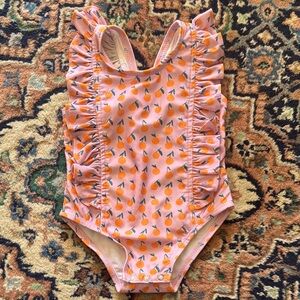 6-12m Orange Print Ruffle One-Piece Swimsuit